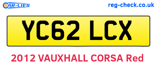 YC62LCX are the vehicle registration plates.