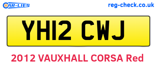 YH12CWJ are the vehicle registration plates.