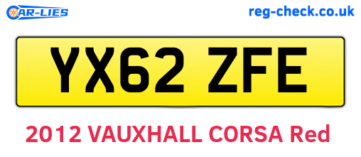 YX62ZFE are the vehicle registration plates.