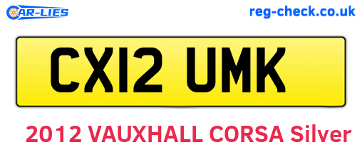 CX12UMK are the vehicle registration plates.