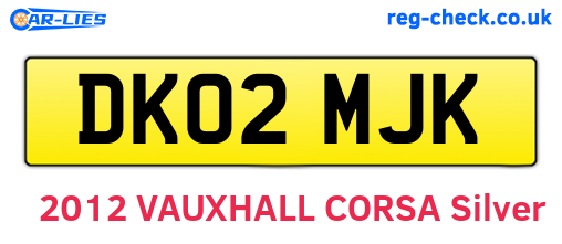 DK02MJK are the vehicle registration plates.