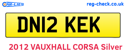 DN12KEK are the vehicle registration plates.