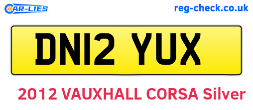 DN12YUX are the vehicle registration plates.