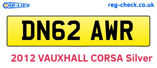 DN62AWR are the vehicle registration plates.