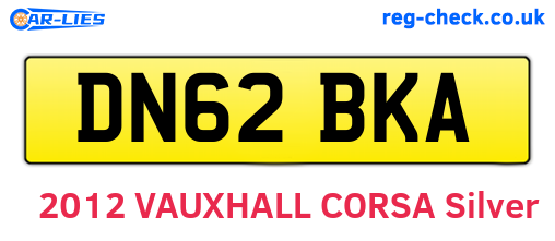 DN62BKA are the vehicle registration plates.