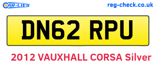 DN62RPU are the vehicle registration plates.