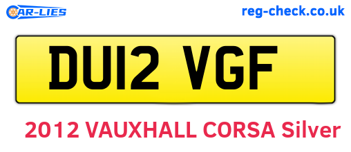 DU12VGF are the vehicle registration plates.