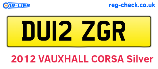 DU12ZGR are the vehicle registration plates.