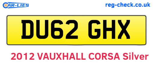 DU62GHX are the vehicle registration plates.