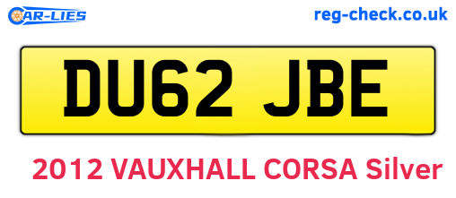 DU62JBE are the vehicle registration plates.