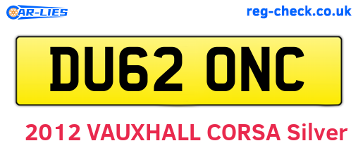 DU62ONC are the vehicle registration plates.