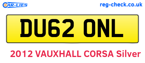 DU62ONL are the vehicle registration plates.