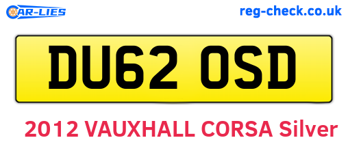 DU62OSD are the vehicle registration plates.