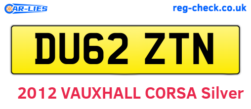 DU62ZTN are the vehicle registration plates.