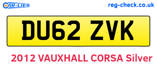 DU62ZVK are the vehicle registration plates.
