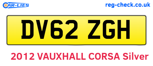 DV62ZGH are the vehicle registration plates.