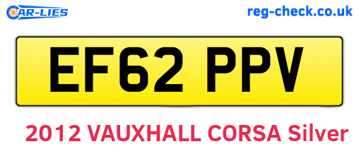 EF62PPV are the vehicle registration plates.