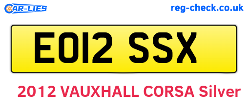 EO12SSX are the vehicle registration plates.