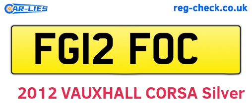 FG12FOC are the vehicle registration plates.