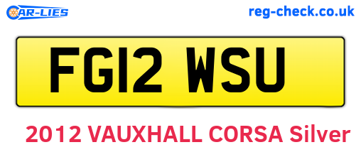 FG12WSU are the vehicle registration plates.