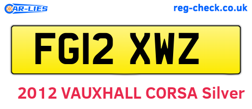 FG12XWZ are the vehicle registration plates.