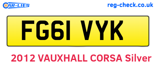 FG61VYK are the vehicle registration plates.