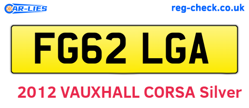 FG62LGA are the vehicle registration plates.