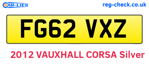 FG62VXZ are the vehicle registration plates.