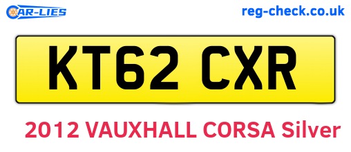 KT62CXR are the vehicle registration plates.