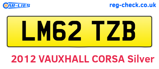 LM62TZB are the vehicle registration plates.