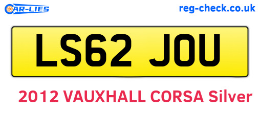 LS62JOU are the vehicle registration plates.