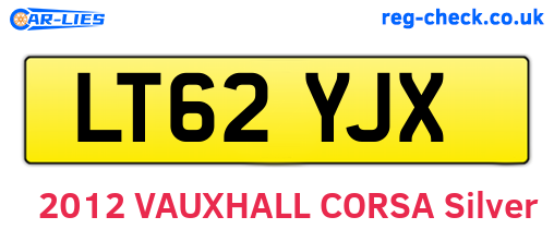 LT62YJX are the vehicle registration plates.