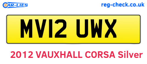 MV12UWX are the vehicle registration plates.