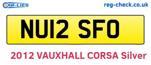 NU12SFO are the vehicle registration plates.