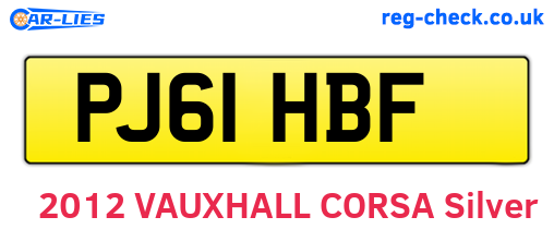PJ61HBF are the vehicle registration plates.