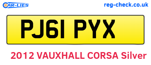 PJ61PYX are the vehicle registration plates.