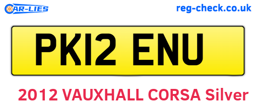 PK12ENU are the vehicle registration plates.