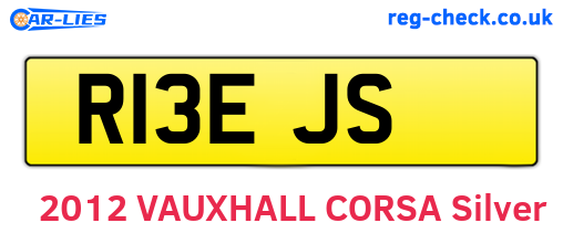 R13EJS are the vehicle registration plates.