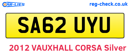 SA62UYU are the vehicle registration plates.