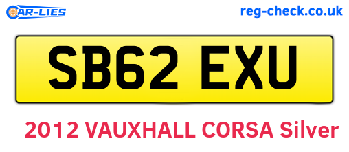 SB62EXU are the vehicle registration plates.