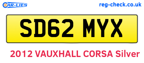 SD62MYX are the vehicle registration plates.