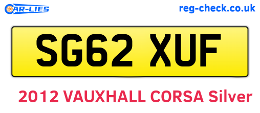 SG62XUF are the vehicle registration plates.