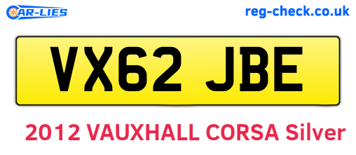 VX62JBE are the vehicle registration plates.
