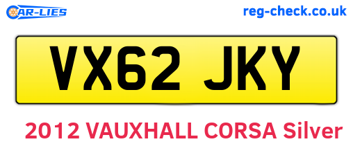 VX62JKY are the vehicle registration plates.