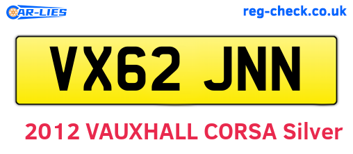 VX62JNN are the vehicle registration plates.