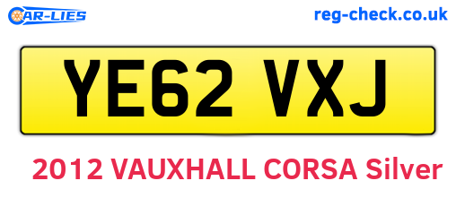YE62VXJ are the vehicle registration plates.