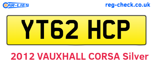 YT62HCP are the vehicle registration plates.