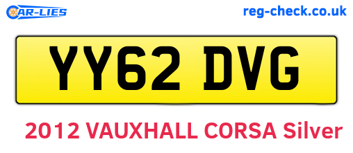 YY62DVG are the vehicle registration plates.