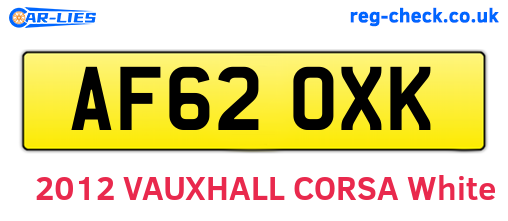 AF62OXK are the vehicle registration plates.