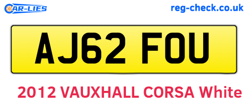 AJ62FOU are the vehicle registration plates.